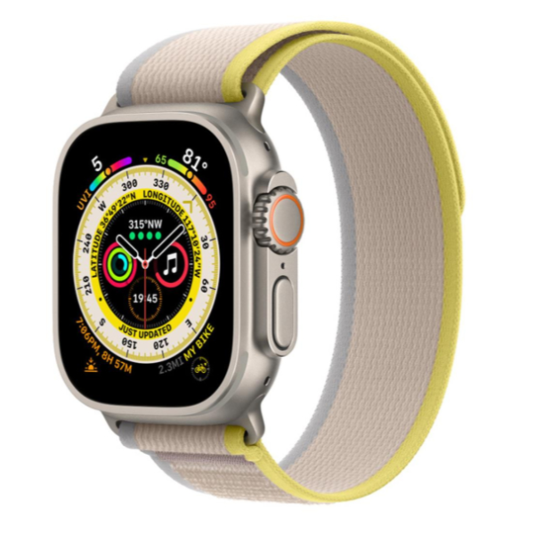 Смарт-годинник Apple Watch Ultra Titanium/Yellow Beige Trail Loop S/M LTE (MNHK3) 101609 фото