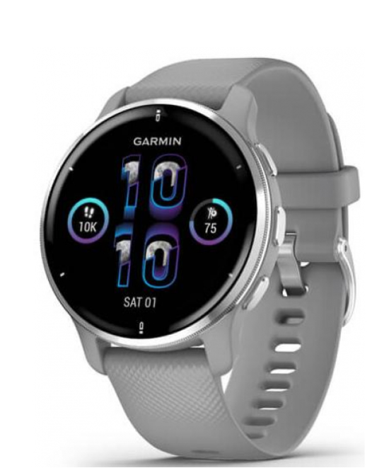 Смарт-годинник Garmin Venu 2 Plus Silver S. Steel Bezel w. Powder G. Case and S. Band (010-02496-00/10) 101333 фото