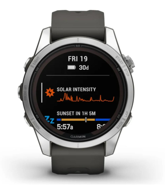 Смарт-годинник Garmin Fenix 7S Pro Solar Silver w. Graphite Band (010-02776-00/01) 102632 фото