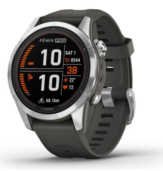 Смарт-годинник Garmin Fenix 7S Pro Solar Silver w. Graphite Band (010-02776-00/01) 102632 фото