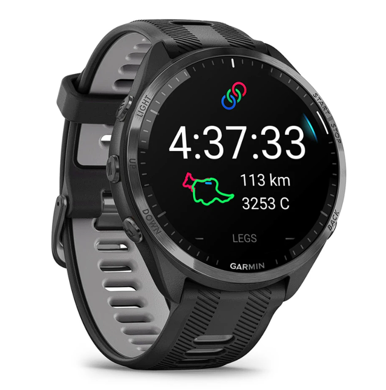 Спортивний годинник Garmin Forerunner 965 Carbon Gray Titanium Bezel w. Blk Case and Blk/Powder Gray S. Band (010-02809-00/10) 102507 фото