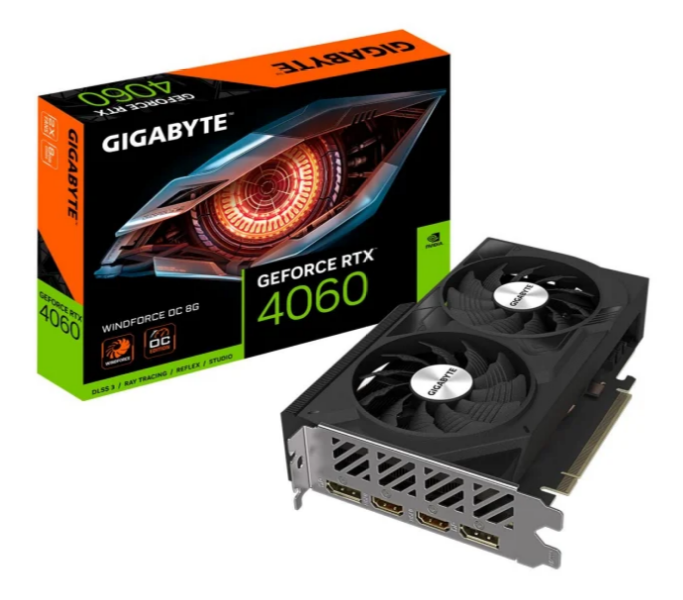Відеокарта Gigabyte GeForce RTX 4060 Windforce OC 8 ГБ GDDR6 (GV-N4060WF2OC-8GD) 102934 фото